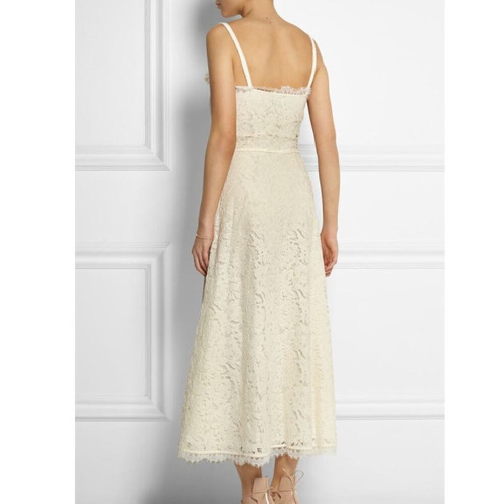 Temperley London Coco Lace Midi Dress Ivory Square Neck Womens US 8 - Picture 12 of 12